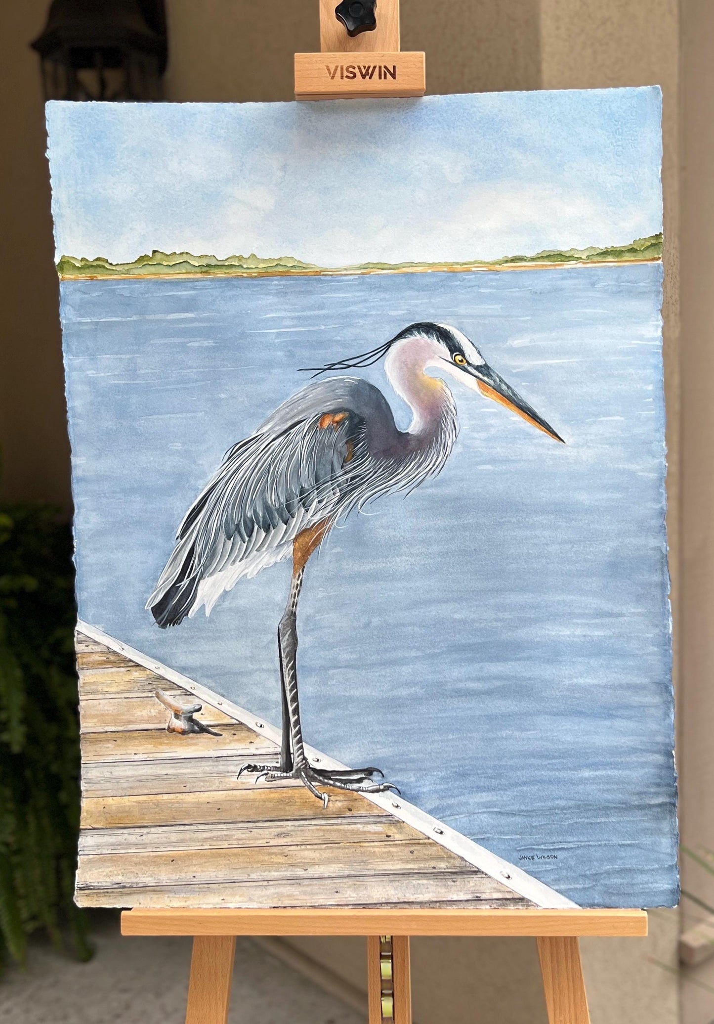 Hudson, Blue Heron, Giclee Print of Original Watercolor