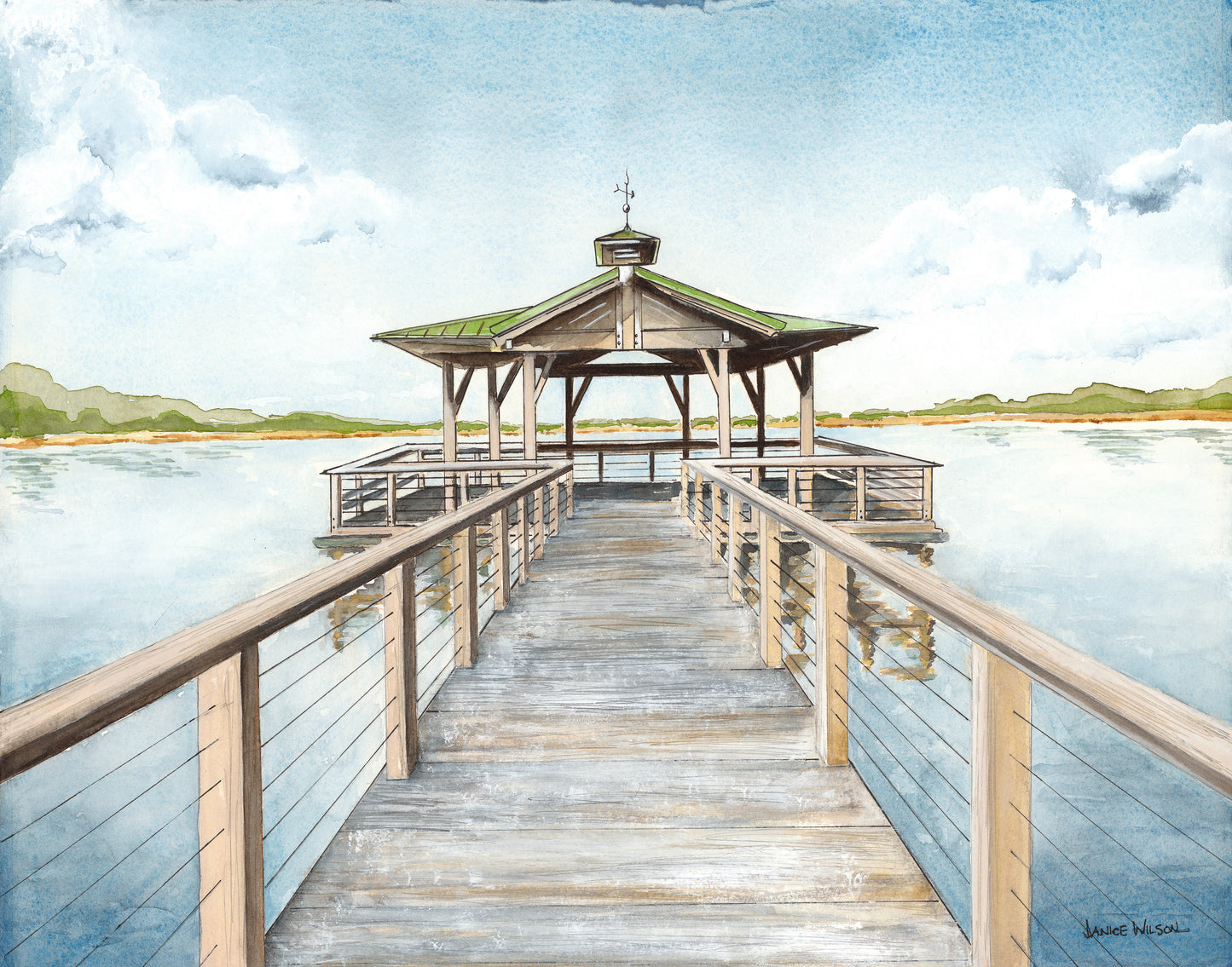 Gazeboozey, Original Fine Art Watercolor Painting, 20 x 26 FRAMED