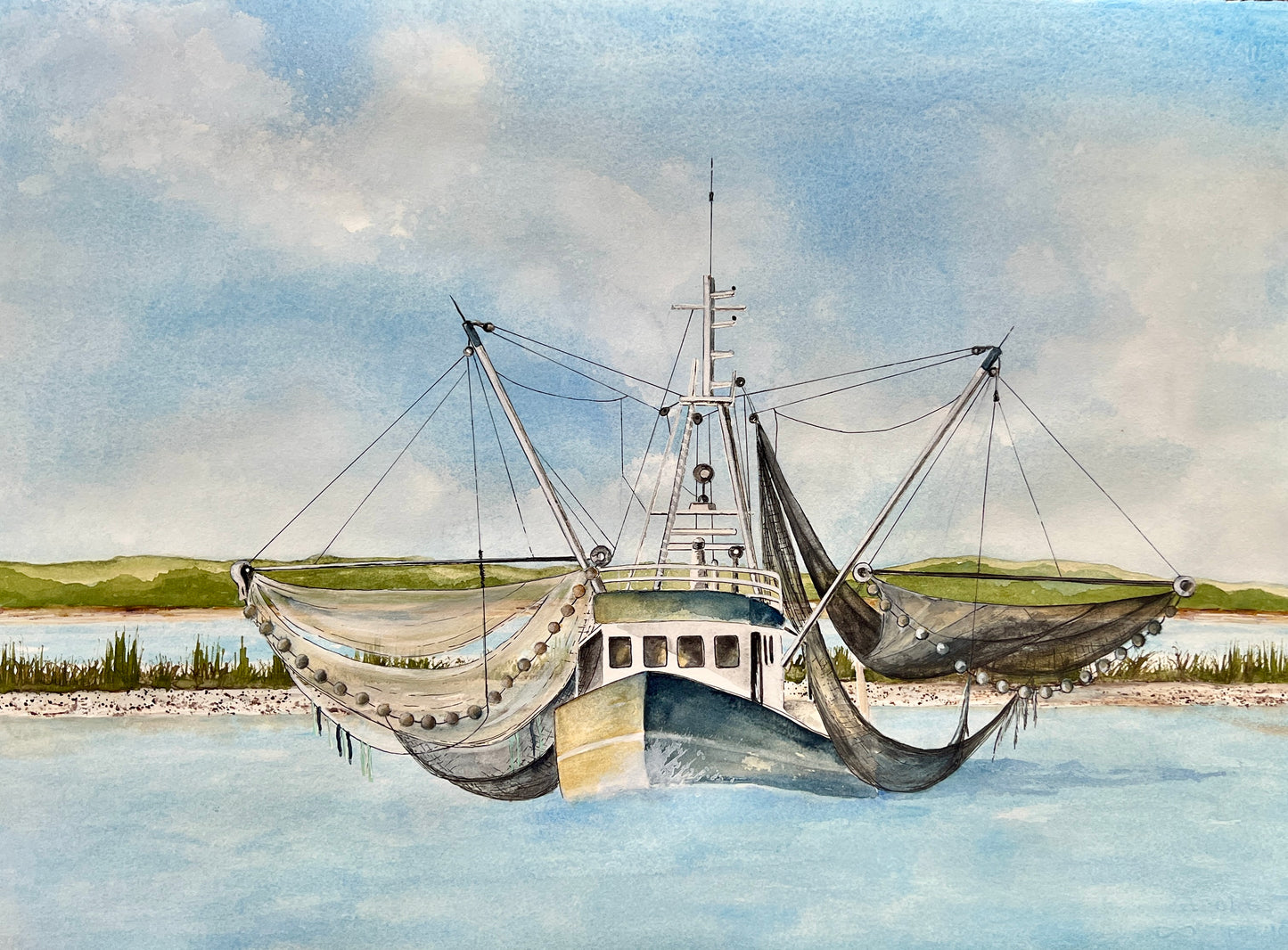 Shrimp Boat, Giclee Print, Original Fine Art Watercolor Painting