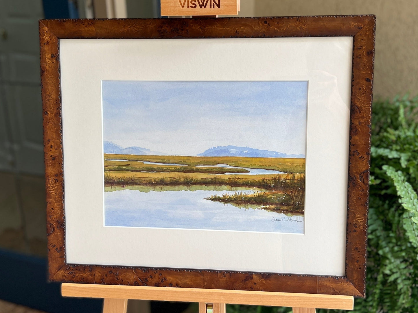 Original Watercolor "Low Country Marsh" 17.5" x 21" Matted and Framed, Ready to Hang