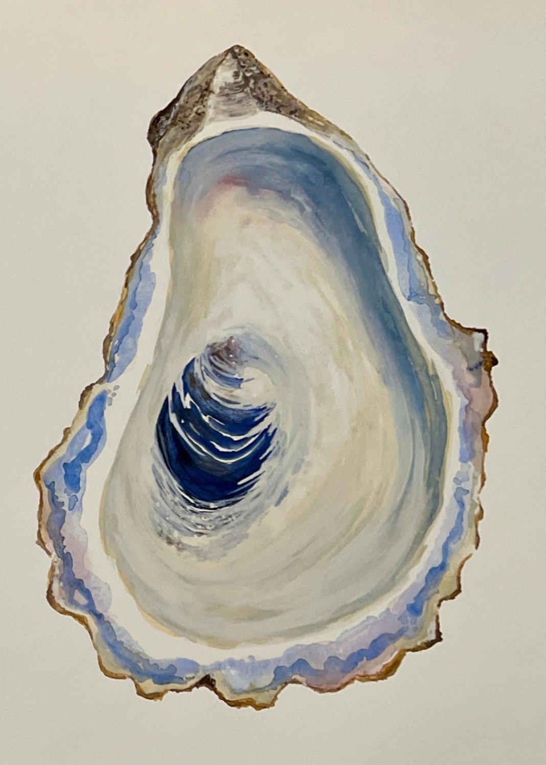 Original Watercolor "Oyster #3" - Pairs with Oysters #1 Framed, Ready to Hang 20x26