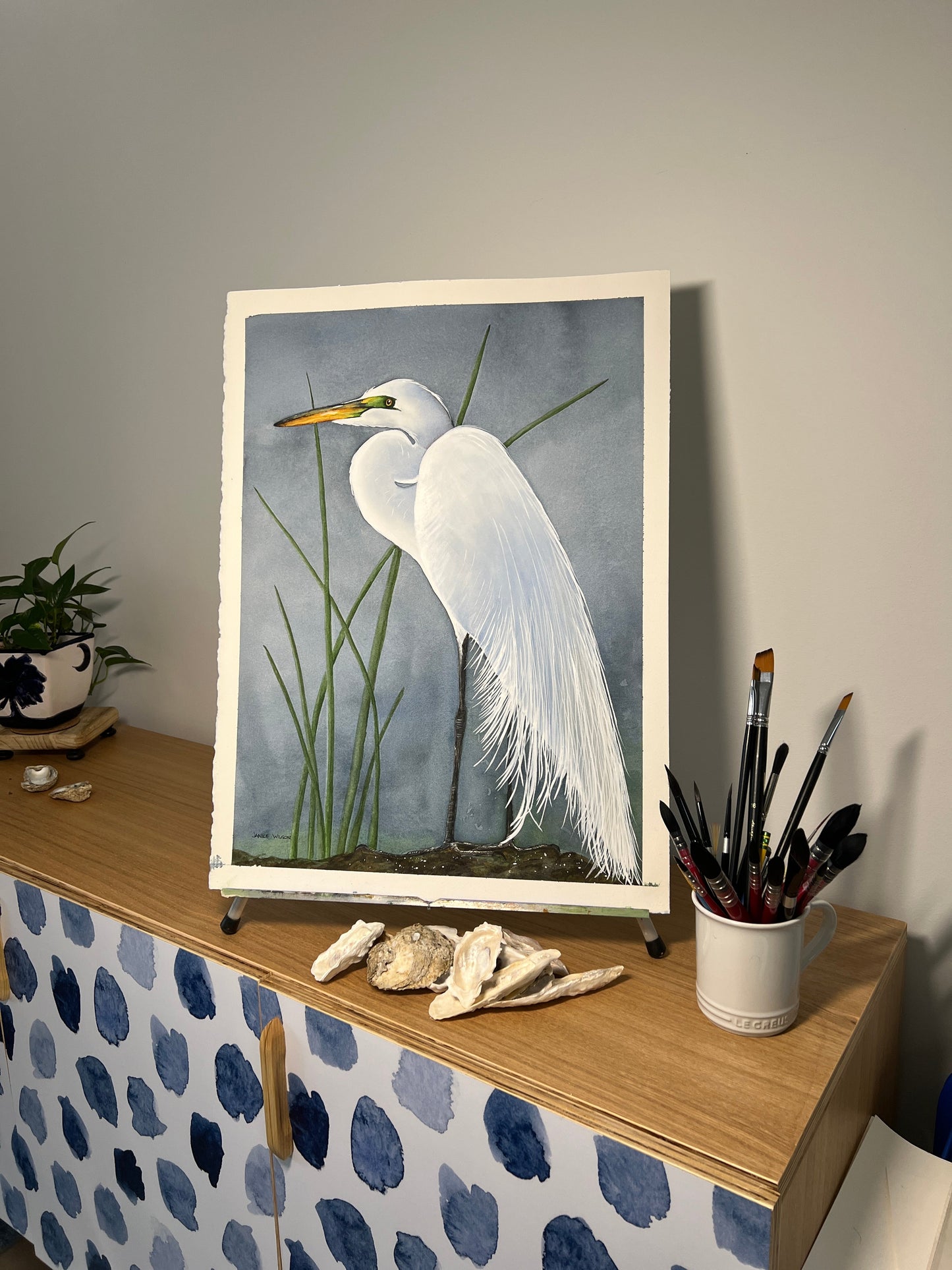 Giclee Print of Great White Egret, Original Fine Art Watercolor Painting