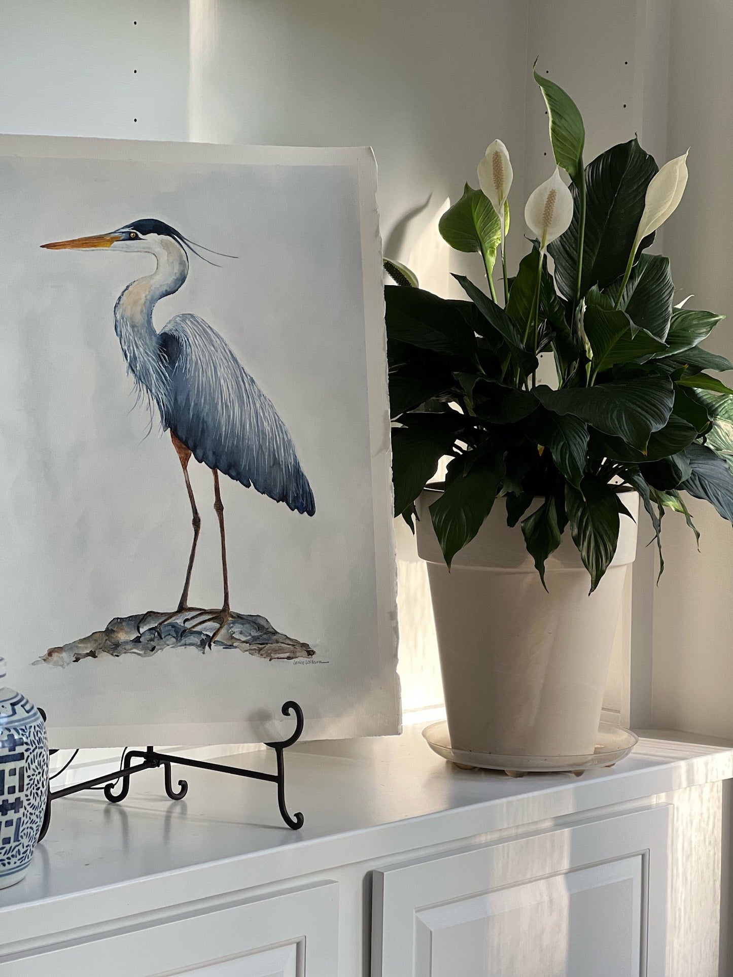 Giclee Prints of Original Watercolor, "Heron on the Rocks"