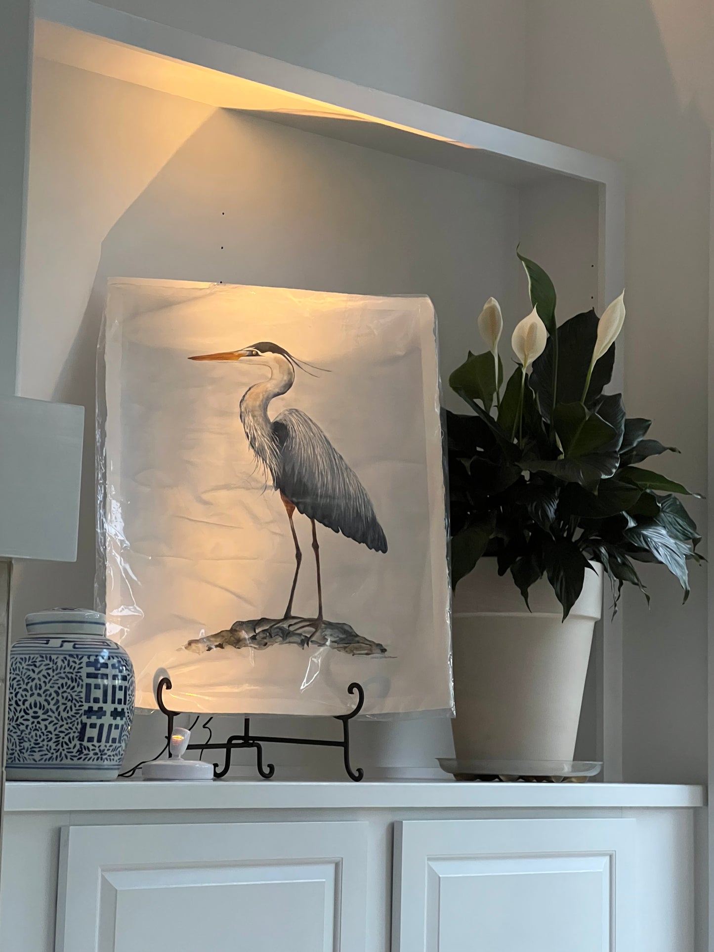Original Watercolor, "Heron on the Rocks"
