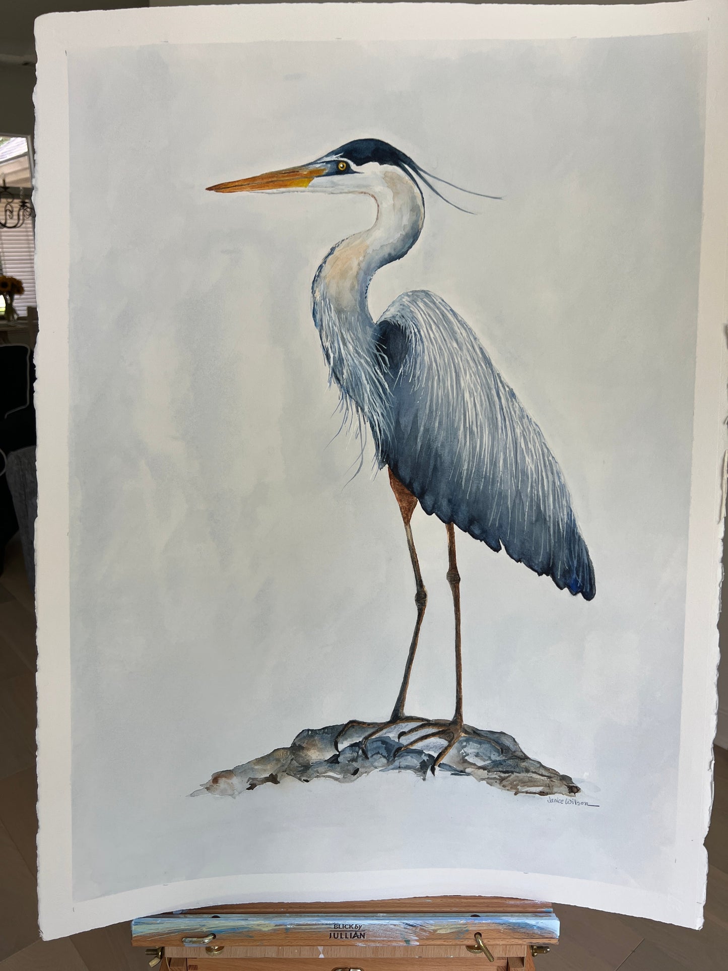 Giclee Prints of Original Watercolor, "Heron on the Rocks"