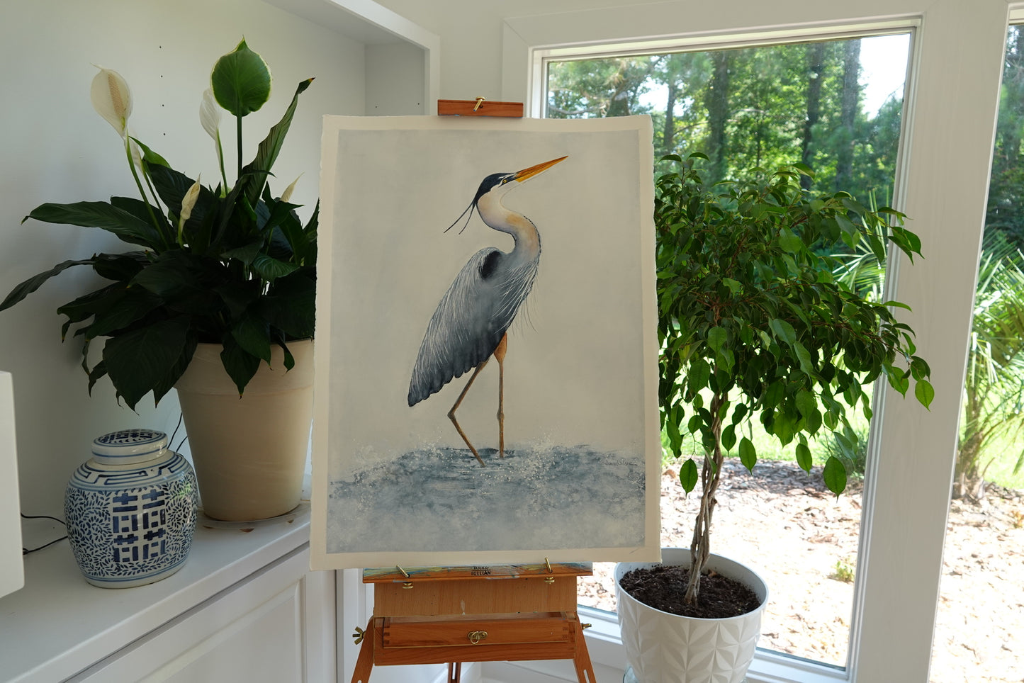 Giclee Print of Original Watercolor "Wading Heron" Blue Heron
