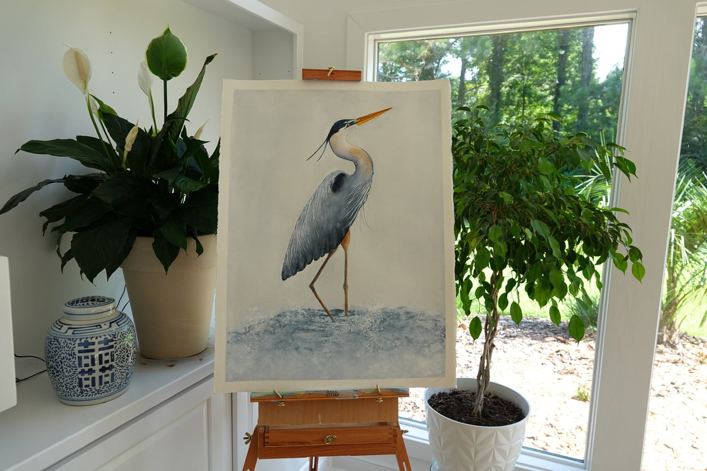 Original Watercolor "Wading Heron"