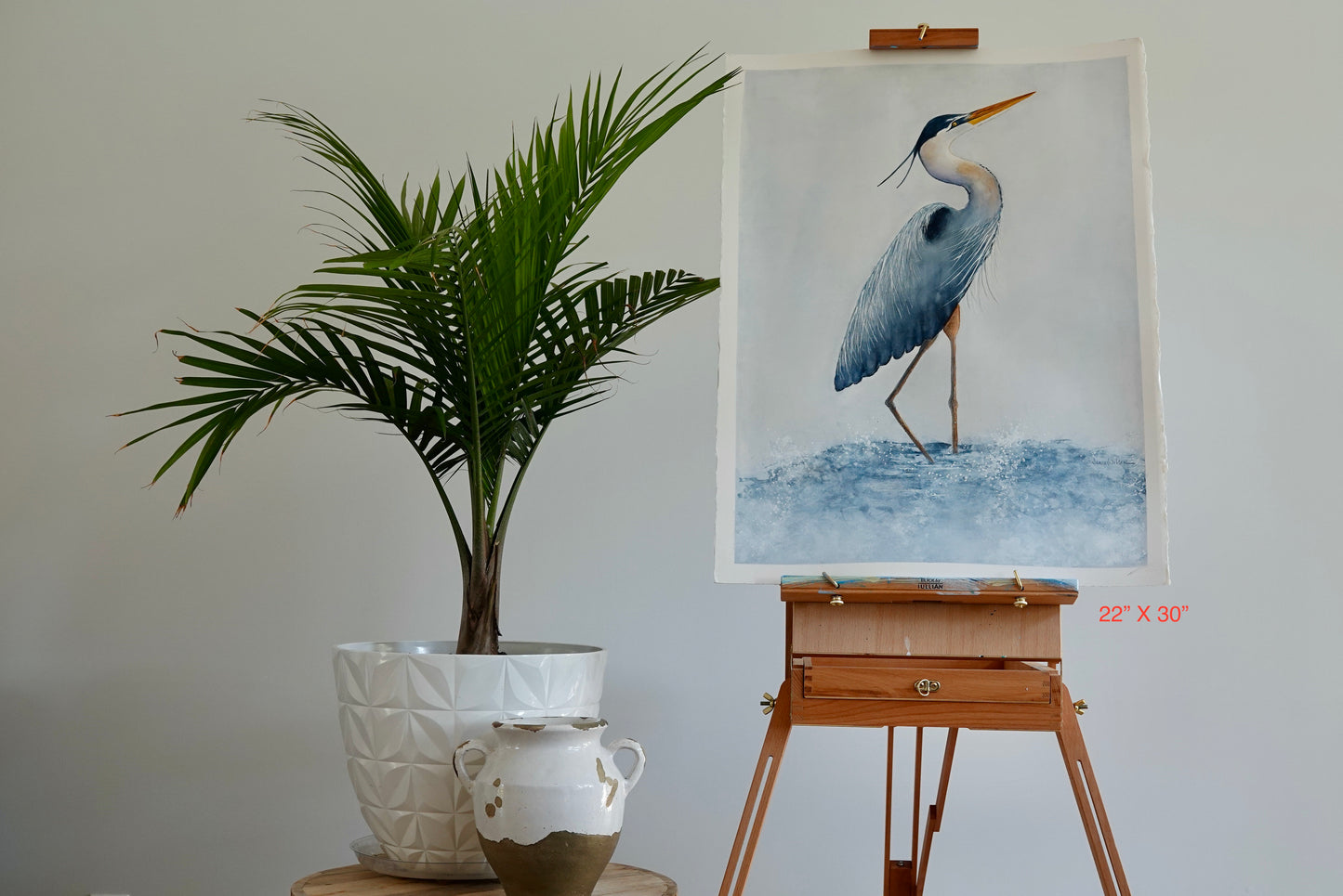 Giclee Print of Original Watercolor "Wading Heron" Blue Heron