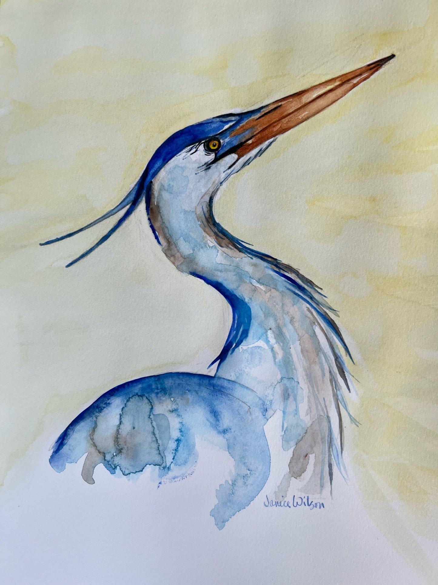 Giclee Print of Original Watercolor "Heavenly Heron"