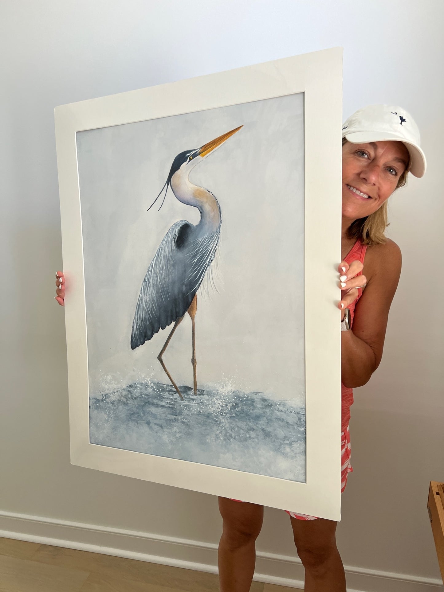 Giclee Print of Original Watercolor "Wading Heron" Blue Heron