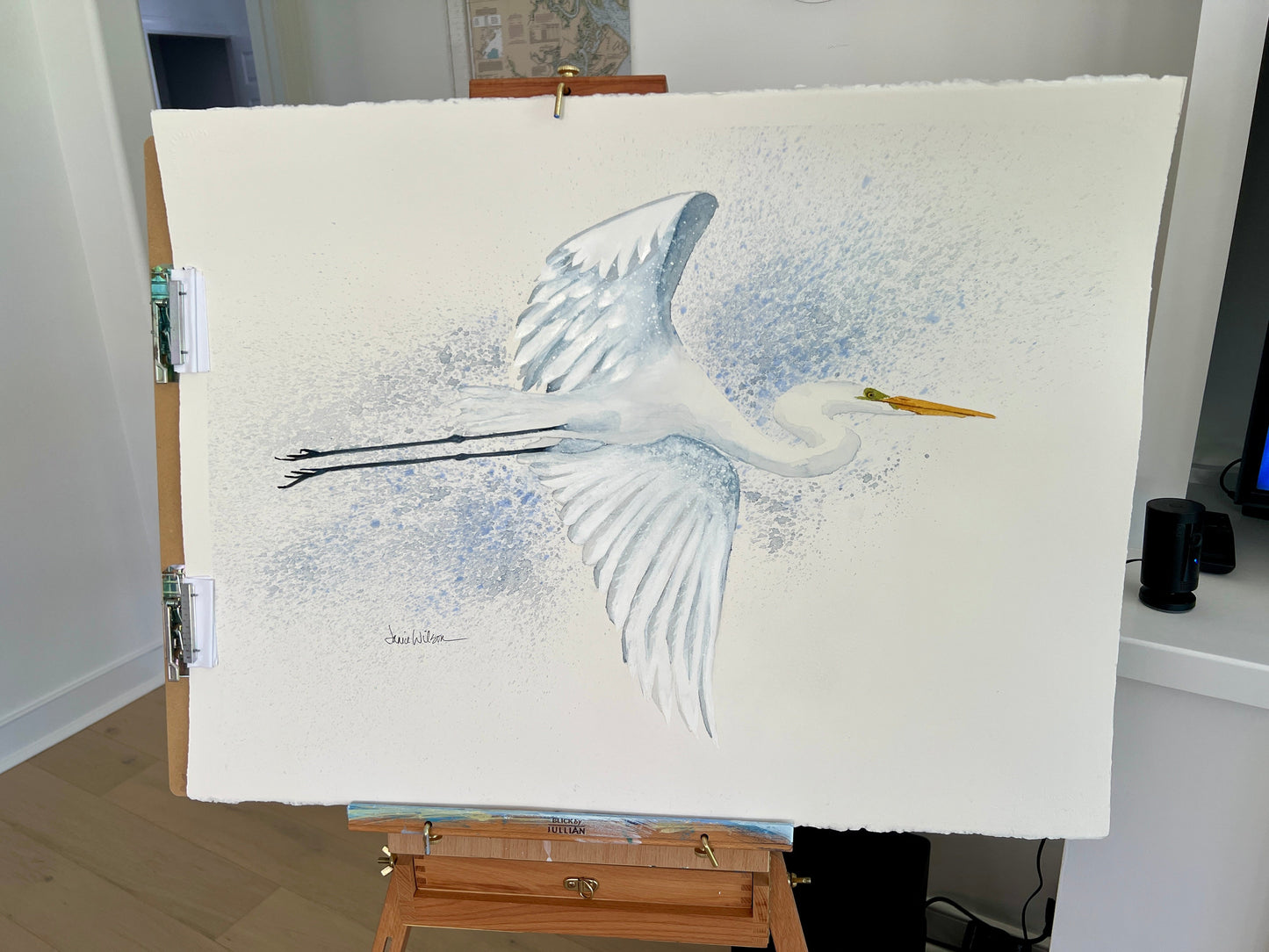 Giclee Prints of Original Watercolor "Flight" Great Egret