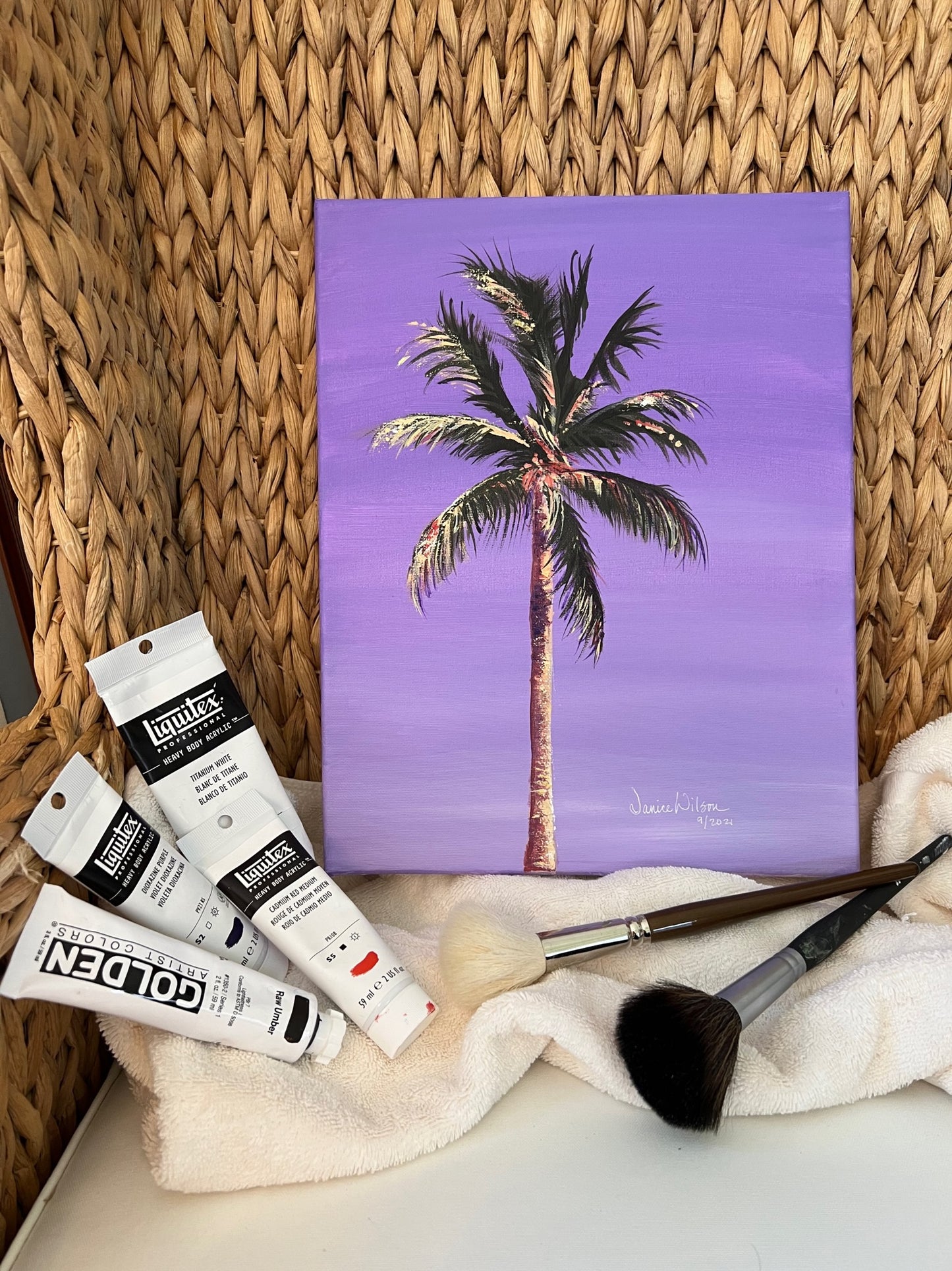 Original Acrylic "The Purple Palm"