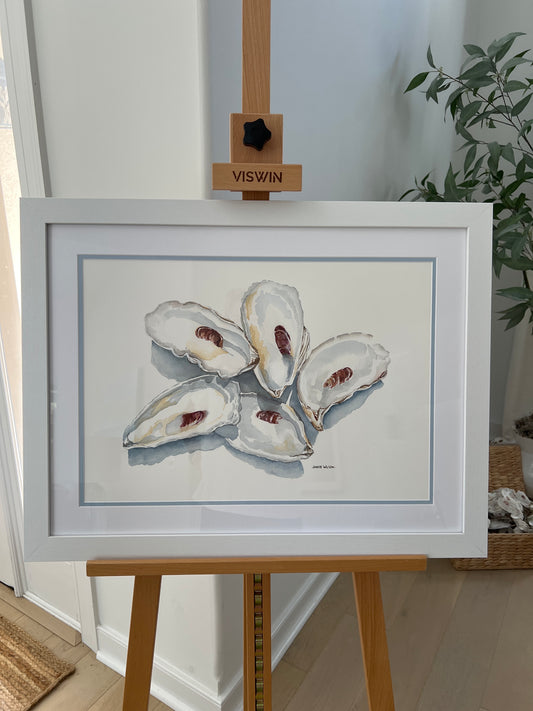 Giclee Prints of  Original Watercolor, Whispers of the Tide (5 Oysters)