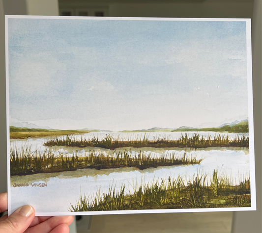 Original Watercolor "Hilton Head Marsh"  20" x 26" Matted and Framed, Ready to Hang