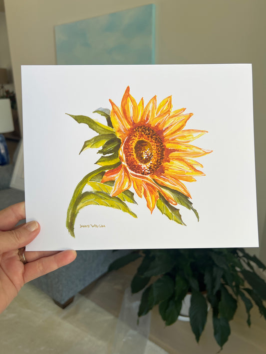 Sunflower #1 (Pairs with Sunflower #2 and #3 sold individually), Original Fine Art Watercolor Painting, 12 x 12 Framed and Ready to Hang