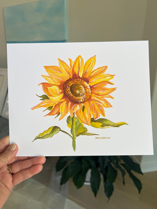 Giclee Prints of Original Watercolor, Sunflower #2, Trio