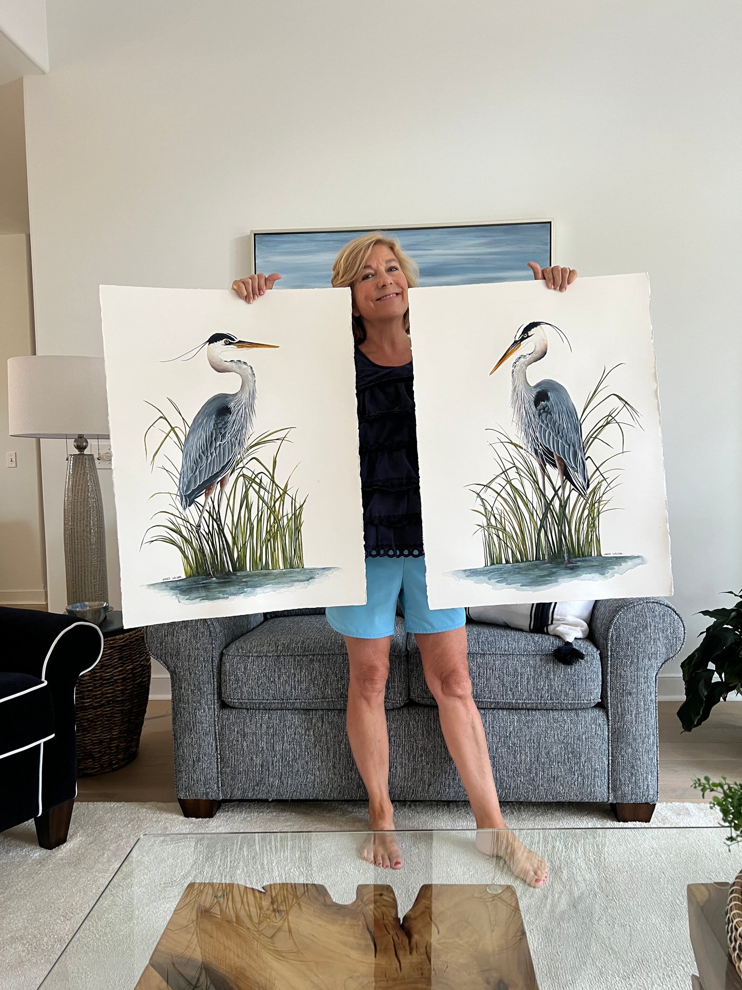Giclee Prints of Blue Heron in Spartina Grass I (right facing)