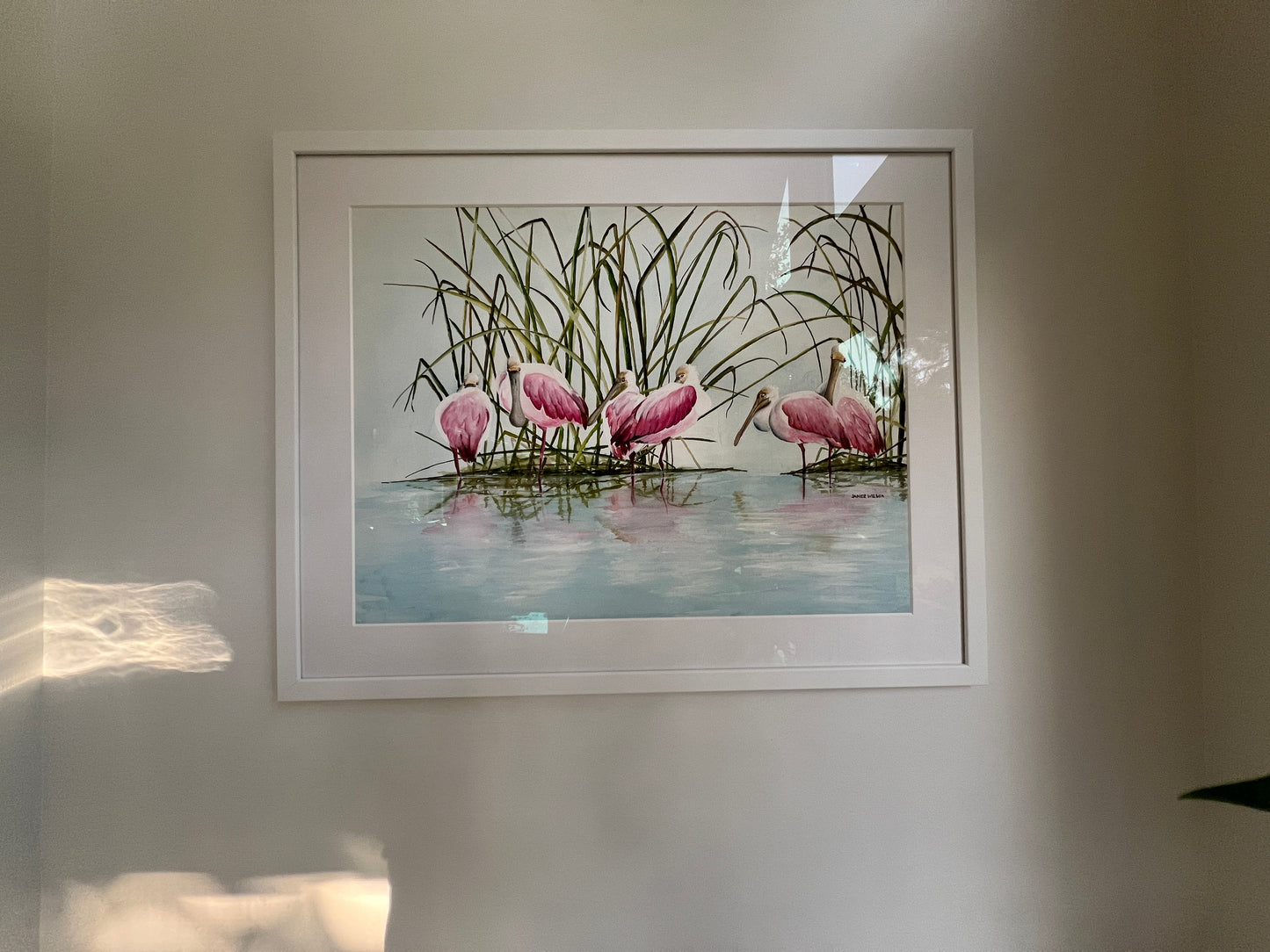 Bowl of Roseate Spoonbills, Original Watercolor Painting