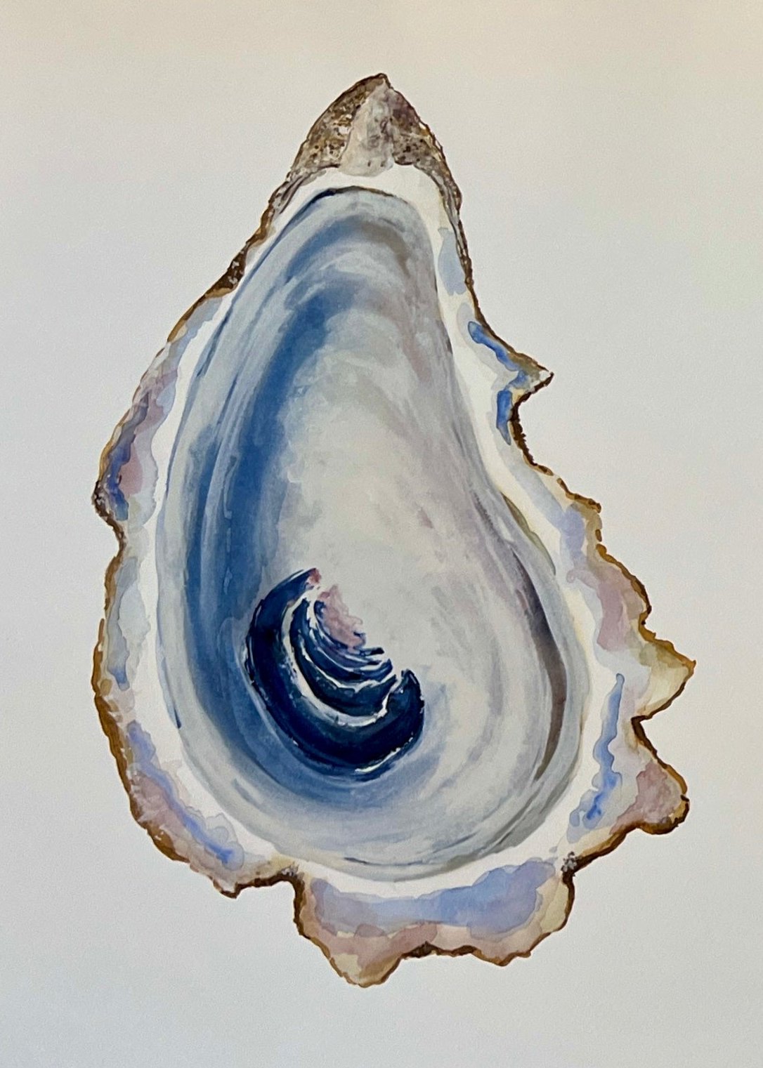 Original Watercolor "Oyster #1" - Pairs with Oyster #3, Framed, Ready to Hang 20x26