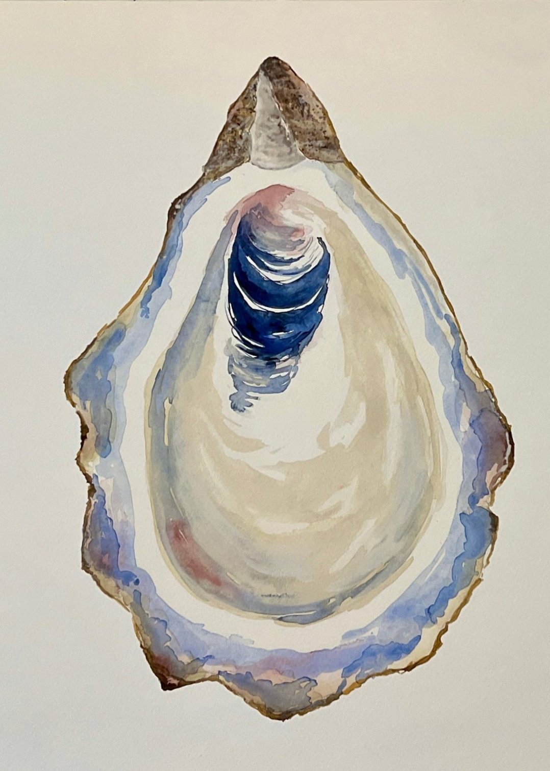 Original Watercolor "Oyster #2" - Pairs with Oysters #1 & 3, Framed, Ready to Hang 20x26