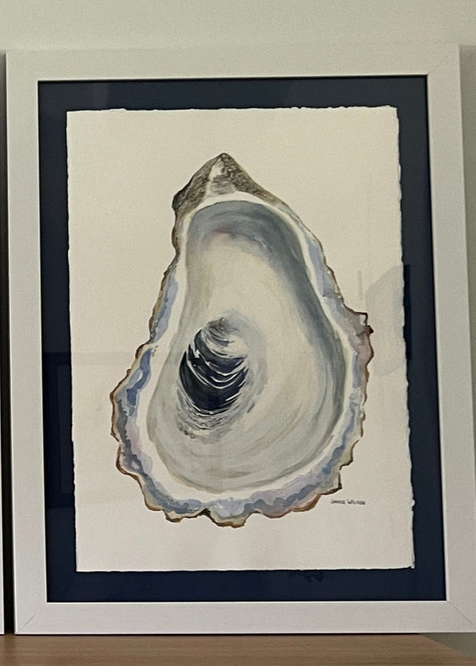 Original Watercolor "Oyster #3" - Pairs with Oysters #1 Framed, Ready to Hang 20x26