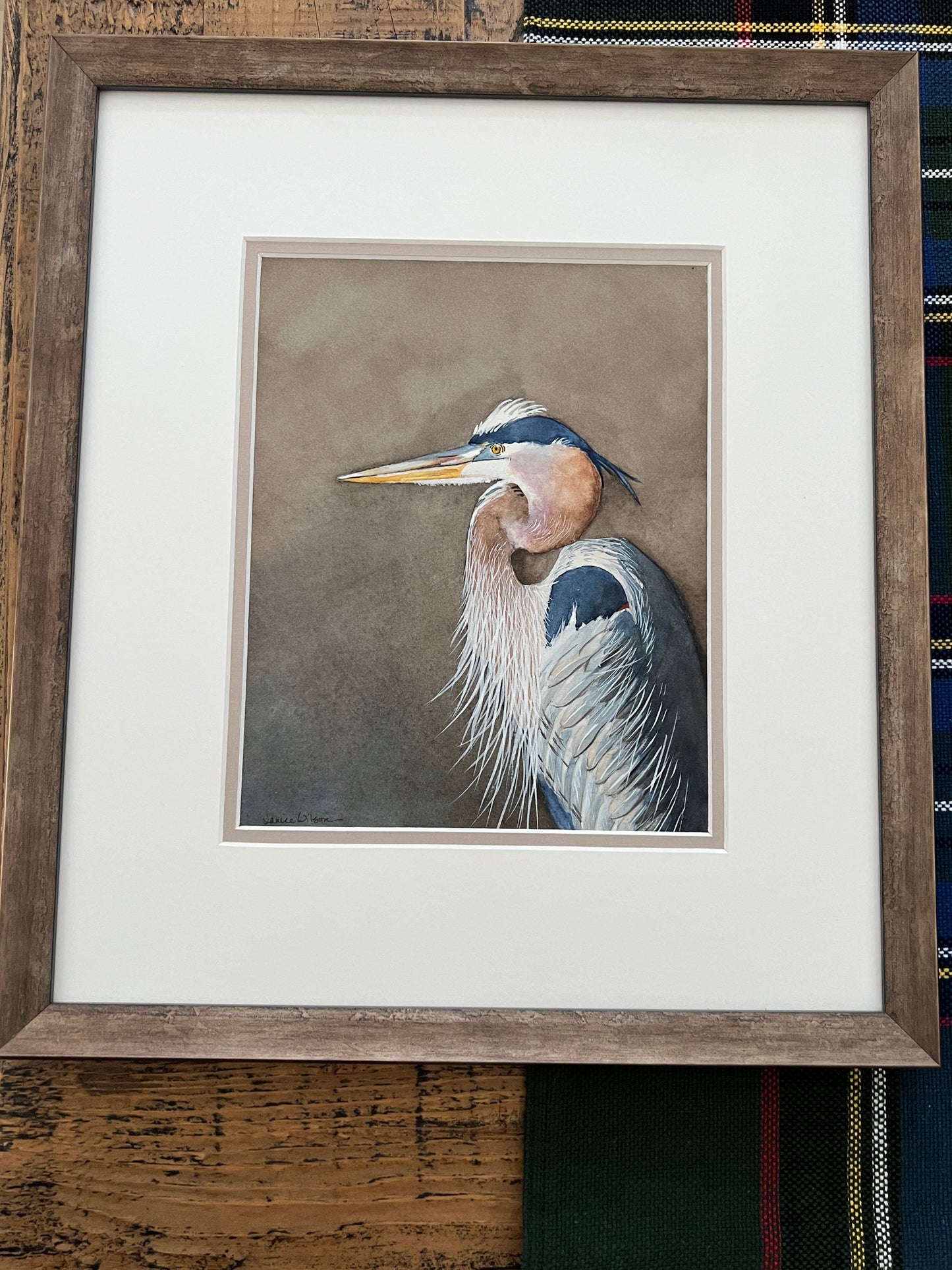 Original Watercolor "Blue Heron in Full Plumage"