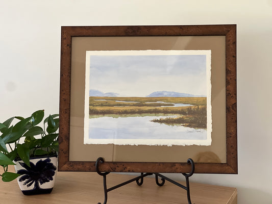 Original Watercolor "Low Country Marsh"  17.5" x 21" Matted and Framed, Ready to Hang