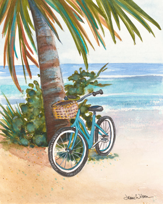 Giclee Prints of Blue Bike by the Beach